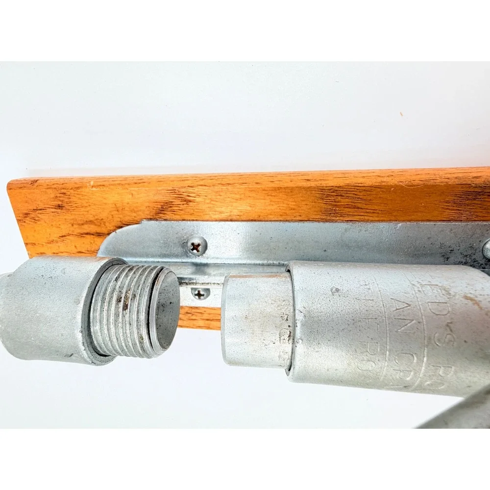 Vintage Reed's Rocket Pecan Nut Cracker Wood Base Manual Heavy Duty Silver Metal